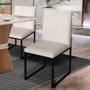 Imagem de Cadeira Para Sala de Jantar Trendy Base Metálica Preto Suede Bege - Móveis Mafer