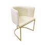Imagem de Cadeira Poltrona Decorativa Luxo Zoe Tecido Bouclé Base De Metal Dourado Fosco