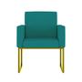 Imagem de Cadeira Poltrona Moderna Com Base De Ferro Dourado Reforçada