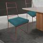 Imagem de Cadeira Sala de Jantar Escritório Office Stark Industrial Ferro Bronze Suede Azul Turquesa - Ahz Móveis