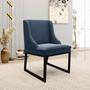 Imagem de Cadeira Sala de Jantar Industrial Preto Kit 6 Liz Suede Azul Mho D03 - D'Rossi