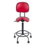 Imagem de Cadeira Sela Alta Vermelho com encosto Estética Giratória maca tecido sintetico sem encosto altura maxima 79cm