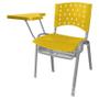 Imagem de Cadeira Universitária Plástica Amarela Com Porta Livros Base Prata 10 Unidades Prancheta Plástica