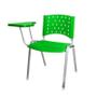 Imagem de Cadeira Universitária Plástica Verde 10 Unidades Prancheta Plástica Base Prata - ULTRA Móveis