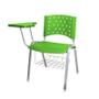 Imagem de Cadeira Universitária Plástica Verde Com Porta Livros Base Prata 10 Unidades Prancheta Plástica - ULTRA Móveis