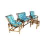 Imagem de Cadeiras E Mesa De Bambu Jogo Completo Jardim Floral Azul