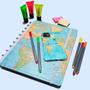 Imagem de Caderno Inteligente Grande- Gocase Mapa Mundi Azul- 80Fls