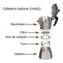 Imagem de Cafeteira italiana preta grande 12 xicaras premium italia cafe expresso manual moka em aluminio