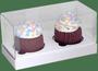 Imagem de Caixa 02 cupcakes c/ tampa transparente cor branca c/ 10 un