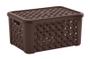 Imagem de Caixa Box Cesto Cesta Rattan C/ Tampa 24x17x12 cm Chocolate