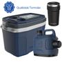 Imagem de Caixa Cooler Térmico Azul 20L + Garrafão 5L + Copo Inox Preto 500ml Termolar