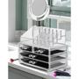 Imagem de Caixa de armazenamento de maquiagem com espelho  para mulheres Estojo cosmético Organizador de maquiagem Gaveta de grand