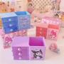 Imagem de Caixa de Armazenamento Hello Kitty Multifuncional para Meninas - Com Adesivos e Canetas