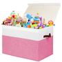 Imagem de Caixa de Brinquedos Gowee 83L - Grande, Resistente e com Tampa Rosa