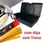 Imagem de Caixa de Ferramentas Preta com Trava e Alça tamanho P Maleta Prática e Reforçada!
