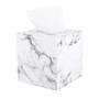 Imagem de Caixa de lenços Wokex Marble Square PU de couro branco 13,2x13,2x13