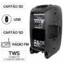 Imagem de Caixa De Som Ativa 12 Polegadas 350w Rms Com Mixer 4 Canais + 2 Microfones Sem Fio