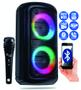 Imagem de Caixa De Som Bluetooth Torre Portátil Potente Ent. Usb Microfone SD Rádio Fm TWS Led RGB Excelentes Graves Bateria