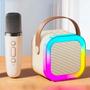 Imagem de Caixa de Som Karaokê Caixinha Infantil Bluetooth Microfone Sem Fio LED RGB