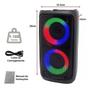 Imagem de Caixa de som portátil bluetooth grande com led RGB luzes Pendrive Usb Cartão Sd Rádio Fm Auxiliar P2 Potente