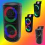 Imagem de Caixa de Som Torre 10W RMS Receptor Com Luzes RGB FM Bluetooth Entrada P2 Microfone D4233