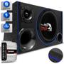 Imagem de Caixa De Som Trio Automotivo Shutt 1200w Subwoofer 12 Pol Ripper Caveira + Módulo Taramps Ts400 Led