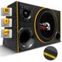 Imagem de Caixa De Som Trio Automotivo Shutt Subwoofer Ripper 12 Polegadas 800w RMS Grave Forte LED Neon Preto