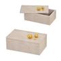 Imagem de Caixa Decorativa Cinza Com Esferas Douradas 21x10,5x12cm