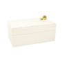 Imagem de Caixa Decorativa em MDF Com Revestimento Off White em Pu Com Esfera Dourada 16x18,5x12,5cm 