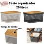 Imagem de Caixa Organizadora Cesto organizador Com Tampa de Bambu para Calçados Roupas Cobertores Escritório Cozinha 20 Litros