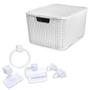 Imagem de Caixa Rattan 15Lts Branca + Kit Banheiro 5Pçs Caribe Branco