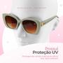 Imagem de Caixa + relogio feminino dourado + oculos sol proteção uv resistente casual fundo rosa moda presente