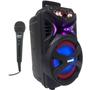 Imagem de Caixa Som Amplificada Portátil Bluetooth 250W Rms Mp3 Fm Led Bateria Amvox Aca 255 Hit + 1 Microfone