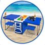 Imagem de Caixa Térmica 32 L Com Mesa E Cadeira Praia Camping 5 Em 1 Azul