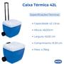 Imagem de Caixa Térmica Cooler 42 Litros Com Rodas E Alça - MOR AZUL