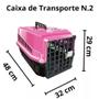 Imagem de Caixa Transporte N2 Cachorro Gato Pet Rosa + Tapete Sanidog