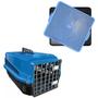 Imagem de Caixa Transporte N4 Cachorro Gato Pet Azul + Tapete Sanidog