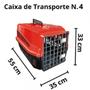 Imagem de Caixa Transporte N4 Cachorro Gato Vermelho + Tapete Sanidog