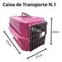 Imagem de Caixa Transporte Pet N1 Rosa E Escova Profissional Pelos Pet
