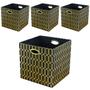 Imagem de Caixas de armazenamento, cubos de armazenamento,1313 Gavetas de Tecido Organizador Basket Boxes Containers (131313/4pcs, Padrão de geometria preto/ouro)