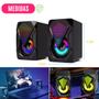 Imagem de Caixinha de Som Gamer P/ Computador Notebook PC Console Smartphone LED RGB Luzes USB P2 Potente Resistente Caixa