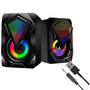 Imagem de Caixinha de Som Gamer P/ Computador Notebook PC Console Smartphone LED RGB Luzes USB P2 Potente Resistente Caixa