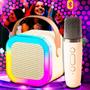 Imagem de Caixinha de Som Karaokê Infantil Bluetooth Microfone Sem Fio LED RGB
