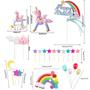 Imagem de Cake Topper MOVINPE com 2 Unicórnios Mágicos e 1 Arco-Íris