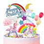 Imagem de Cake Topper MOVINPE Unicorn com 2 unicórnios mágicos, 1 arco-íris