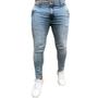 Imagem de Calça Alfaiataria Jeans Social Azul Clara Skinny Masculina