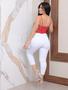 Imagem de Calça Capri curta branca feminina jeans com lycra elastano cintura alta moda tendência lançamento