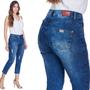 Imagem de Calça Capri Feminina HNO Jeans Cintura Alta Barra Dobrada Azul