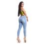 Imagem de Calça Capri Feminina Jeans Com Licra Cintura Alta Azul Clara Lisa 2