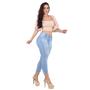 Imagem de Calça Capri Feminina Jeans Com Licra Cintura Alta Azul Clara Puida 3